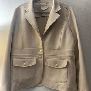 XL Joie Cream Suede Blazer with Gold Buttons
